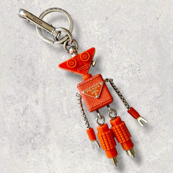 PRADA RARE Saffiano Leather Robot Bag Charm/Key Fob - Picture 1 of 10